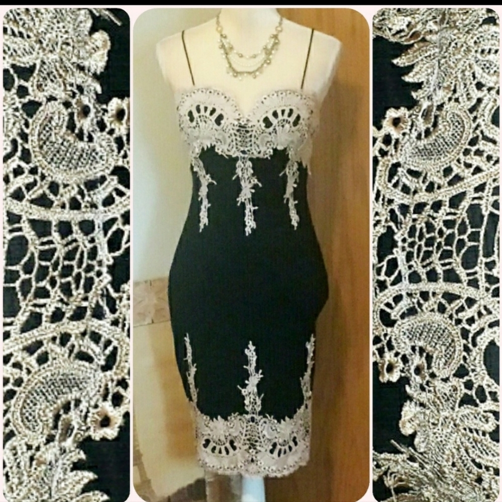 NWT Entry Boutique 1861 LBD Champagne Lace